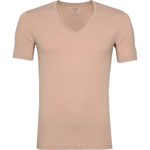 Textiel Heren T-shirts & Polo’s Olymp T-Shirt V-Hals Nude Bruin