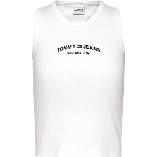 Textiel Dames T-shirts korte mouwen Tommy Jeans CAMISETA BLANCA MUJER   DW0DW13822 Wit