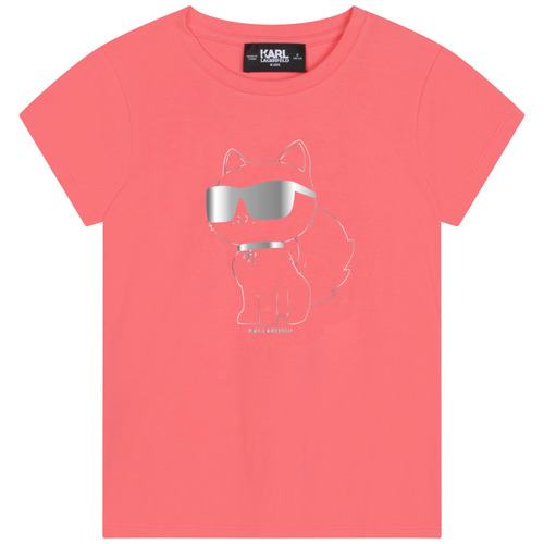 Textiel Meisjes T-shirts korte mouwen Karl Lagerfeld Z15413-43D-J Koraal