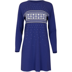 Textiel Dames Pyjama's / nachthemden Lisca Nachthemd met lange mouwen Starlight  Cheek Blauw