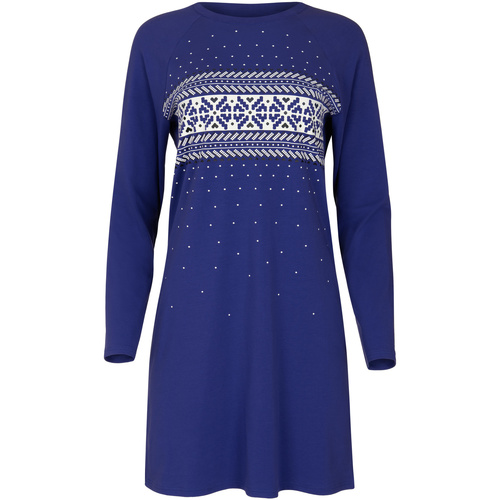 Textiel Dames Pyjama's / nachthemden Lisca Nachthemd met lange mouwen Starlight  Cheek Blauw