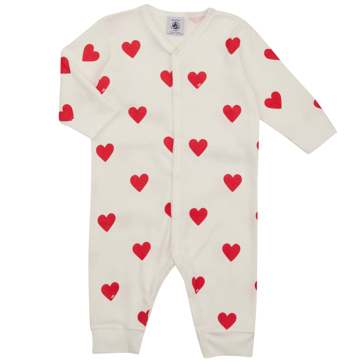 Petit Bateau Slaappakje zonder voetjes met hartjesprint in katoen voor baby's Meisjes Boxpak - Maat 86