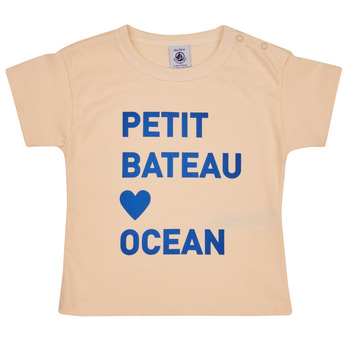Textiel Kinderen T-shirts korte mouwen Petit Bateau FAON Beige / Blauw