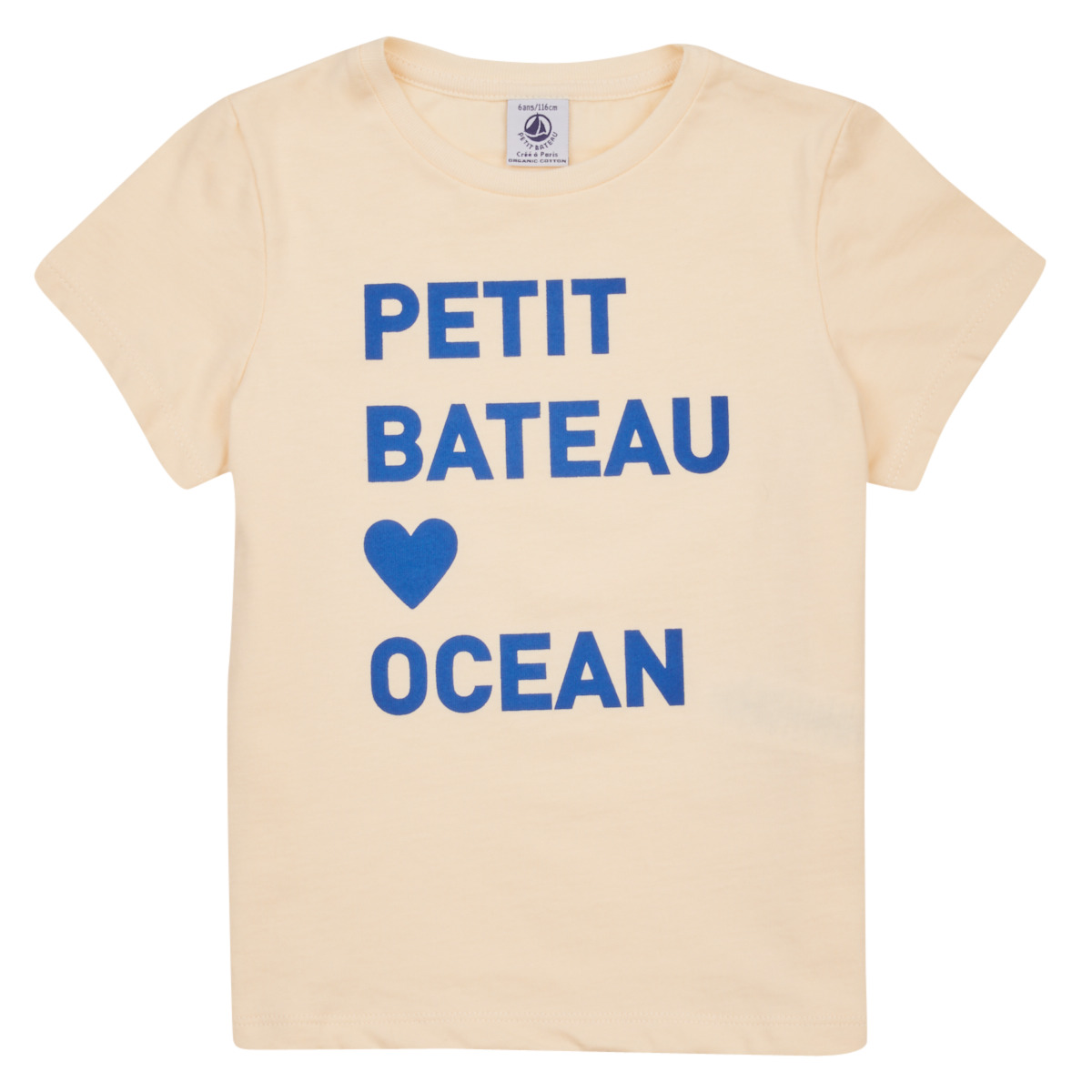 Textiel Meisjes T-shirts korte mouwen Petit Bateau FOUGUE Beige / Blauw