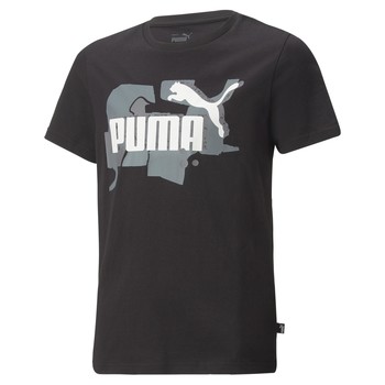 Textiel Jongens T-shirts korte mouwen Puma ESS STREET ART LOGO Zwart