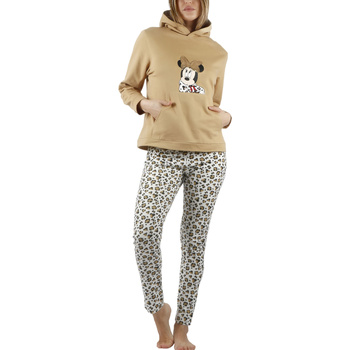 Admas Pyjama outfit broek met capuchon top Minnie Leopardo Disney Bruin