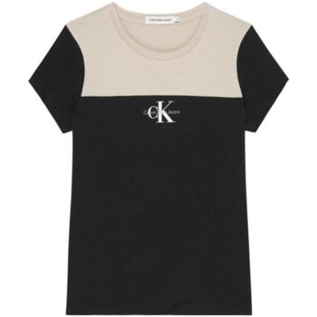 Textiel Meisjes T-shirts korte mouwen Calvin Klein Jeans  Zwart