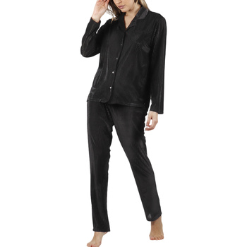 Textiel Dames Pyjama's / nachthemden Admas Pyjama fluwelen outfit broek shirt Elegant Stripes Zwart