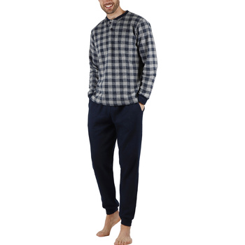 Textiel Heren Pyjama's / nachthemden Admas Pyjamabroek en top met lange mouwen Vichy Blauw
