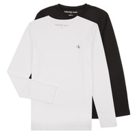 Textiel Jongens T-shirts met lange mouwen Calvin Klein Jeans 2-PACK MONOGRAM TOP LS X2 Zwart / Wit