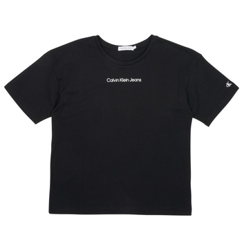Textiel Meisjes T-shirts korte mouwen Calvin Klein Jeans CKJ LOGO BOXY T-SHIRT Zwart