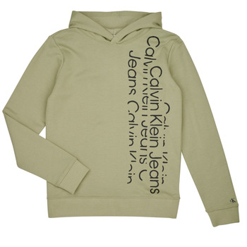 Textiel Jongens Sweaters / Sweatshirts Calvin Klein Jeans REPEAT INSTITUTIONAL LOGO HOODIE Kaki