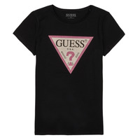 Textiel Meisjes T-shirts korte mouwen Guess SS T SHIRT Zwart / Roze
