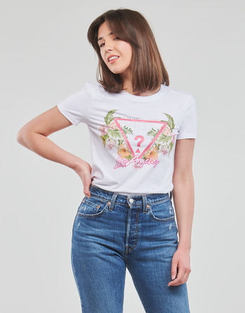 Guess SS CN TRIANGLE FLOWERS TEE Wit