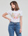 Textiel Dames T-shirts korte mouwen Guess SS CN TRIANGLE FLOWERS TEE Wit