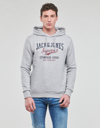 Textiel Heren Sweaters / Sweatshirts Jack & Jones JJELOGO SWEAT HOOD Grijs