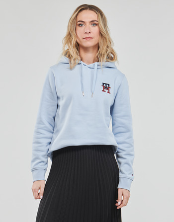 Textiel Dames Sweaters / Sweatshirts Tommy Hilfiger REG MONOGRAM EMB HOODIE Blauw