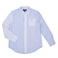 Textiel Jongens Overhemden lange mouwen Polo Ralph Lauren LS3BDPPPKT-SHIRTS-SPORT SHIRT Blauw / Wit