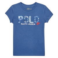 Textiel Meisjes T-shirts korte mouwen Polo Ralph Lauren SS POLO TEE-KNIT SHIRTS-T-SHIRT Blauw