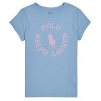 Textiel Meisjes T-shirts korte mouwen Polo Ralph Lauren SS GRAPHIC T-KNIT SHIRTS-T-SHIRT Blauw / Roze
