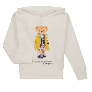 Textiel Meisjes Sweaters / Sweatshirts Polo Ralph Lauren BEAR PO HOOD-KNIT SHIRTS-SWEATSHIRT Ecru