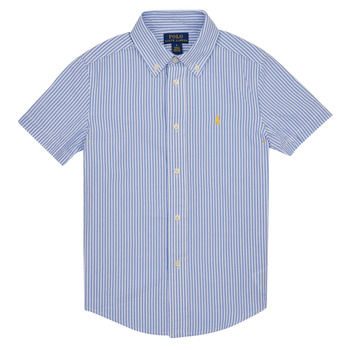 Textiel Jongens Overhemden korte mouwen Polo Ralph Lauren CLBDPPCSS-SHIRTS-SPORT SHIRT Blauw / Wit