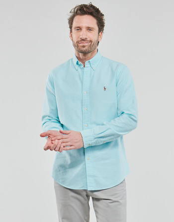 Textiel Heren Overhemden lange mouwen Polo Ralph Lauren CHEMISE COUPE DROITE EN OXFORD Turquoize