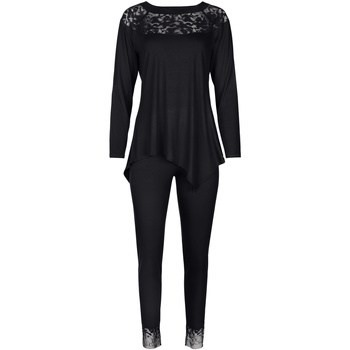 Textiel Dames Pyjama's / nachthemden Lisca Pyjama indoor outfit broek top lange mouwen Flamenco Zwart