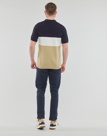 Selected SLHMATTIS SS KNIT BLOCK POLO B Marine / Wit / Beige