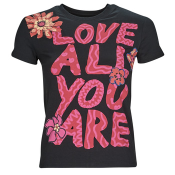 Textiel Dames T-shirts korte mouwen Desigual TS_LOVE ALL YOU ARE Zwart / Multicolour
