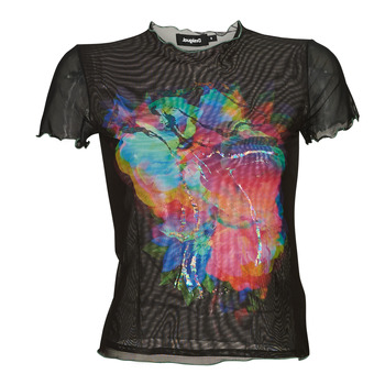 Textiel Dames T-shirts korte mouwen Desigual TS_TULIP Zwart / Multicolour