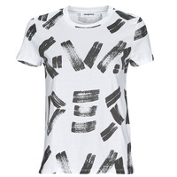 Textiel Dames T-shirts korte mouwen Desigual TS_GLASGOW Wit / Zwart