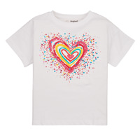 Textiel Meisjes T-shirts korte mouwen Desigual TS_HEART Wit / Multicolour