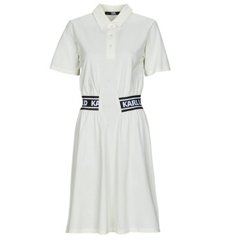 Textiel Dames Korte jurken Karl Lagerfeld PIQUE POLO DRESS Wit / Zwart