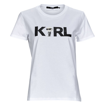 Textiel Dames T-shirts korte mouwen Karl Lagerfeld IKONIK 2.0 KARL LOGO T-SHIRT Wit