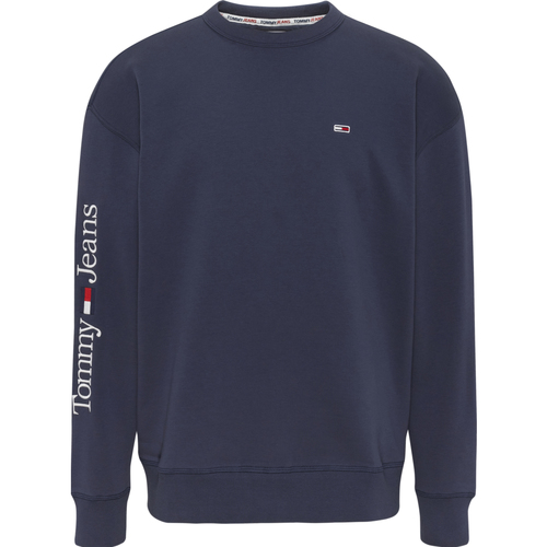 Textiel Heren Sweaters / Sweatshirts Tommy Jeans Reg Linear Placement Crew Sweater Blauw