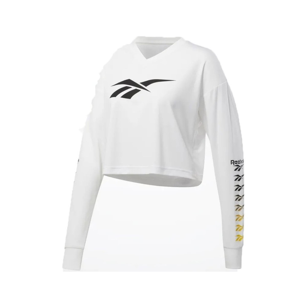 Textiel Dames T-shirts & Polo’s Reebok Sport Cl V P Cropped Longlseeve Wit