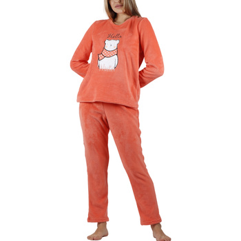 Textiel Dames Pyjama's / nachthemden Admas Fleece pyjama outfit broek top lange mouwen Hello Winter Oranje