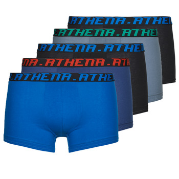 Ondergoed Heren Boxershorts Athena BASIC COTON  X5 Zwart / Grijs / Blauw / Marine