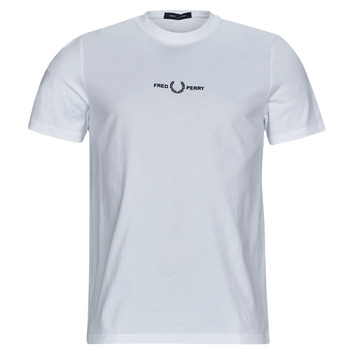 Textiel Heren T-shirts korte mouwen Fred Perry EMBROIDERED T-SHIRT Wit