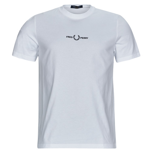 Textiel Heren T-shirts korte mouwen Fred Perry EMBROIDERED T-SHIRT Wit