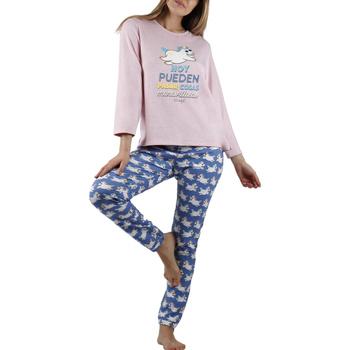 Textiel Dames Pyjama's / nachthemden Admas Pyjama broek en top Unicornio Mr Wonderful Roze