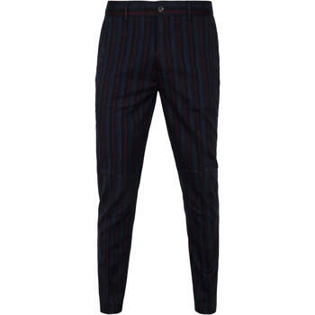 Textiel Heren Broeken / Pantalons Scotch & Soda Mott Chino Streep Navy Blauw