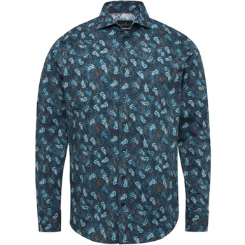 Textiel Heren Overhemden lange mouwen Vanguard Overhemd Bladerenprint Navy Blauw