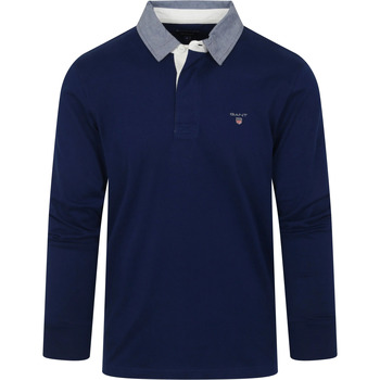 Textiel Heren T-shirts & Polo’s Gant Heavy Rugger Poloshirt LS Donkerblauw Blauw