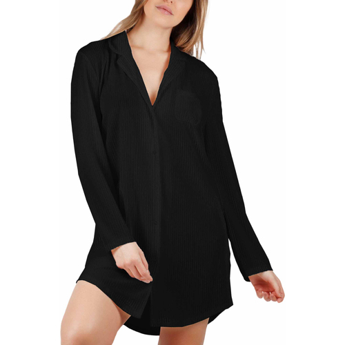 Textiel Dames Pyjama's / nachthemden Admas Nachthemd met lange mouwen Elegant Stripes Zwart