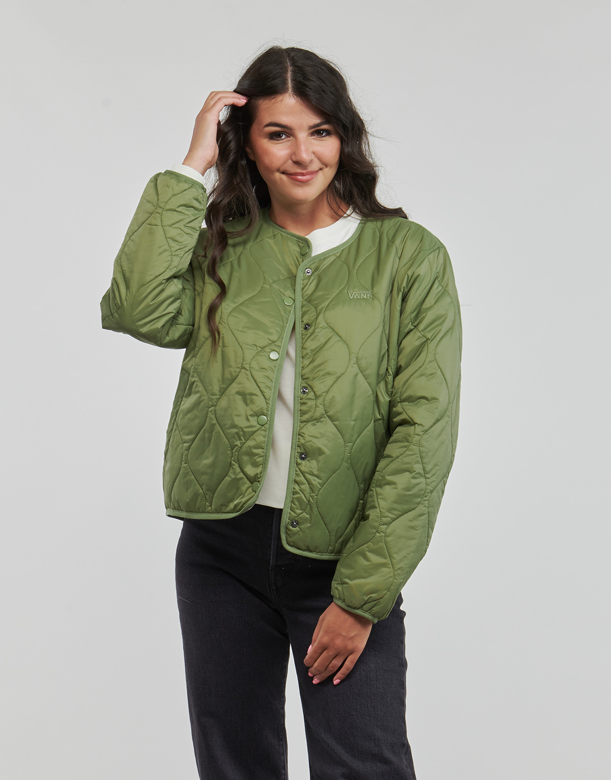 Textiel Dames Wind jackets Vans FORCES OS SHORT REV LINER JACKET Kaki / Roze