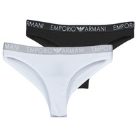 Ondergoed Dames Slips Emporio Armani ICONIC COTTON X2 Zwart / Wit