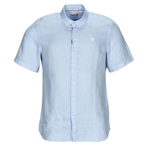 Textiel Heren Overhemden korte mouwen Timberland SS Mill River Linen Shirt Slim Blauw
