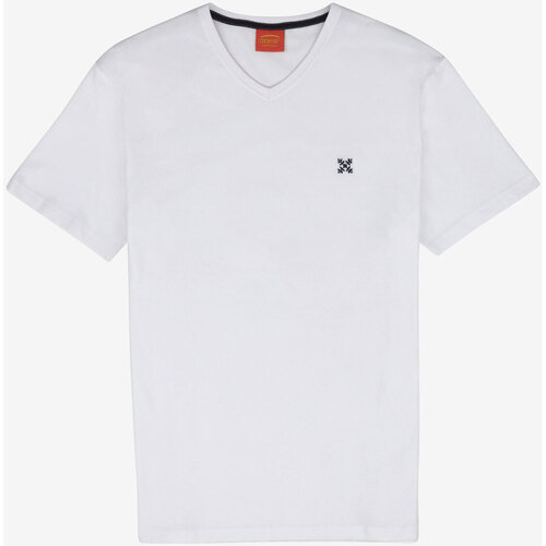 Textiel Heren T-shirts korte mouwen Oxbow Effen T-shirt met V-hals 4flo geborduurd op de borst TIVE Wit